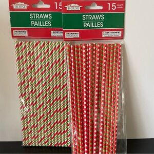 Christmas House Holiday Party Supplies Paper Straws Set of 2
